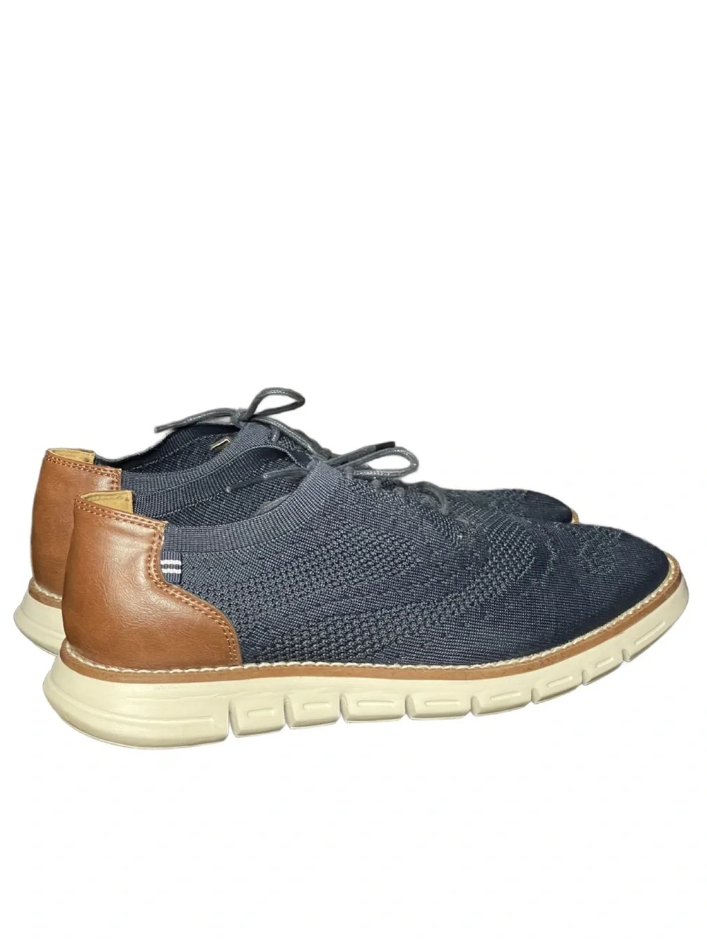 Nautica Men's Knit Casual Lace-Up Shoes - Navy Blue with Brown Trim (Size: 10)